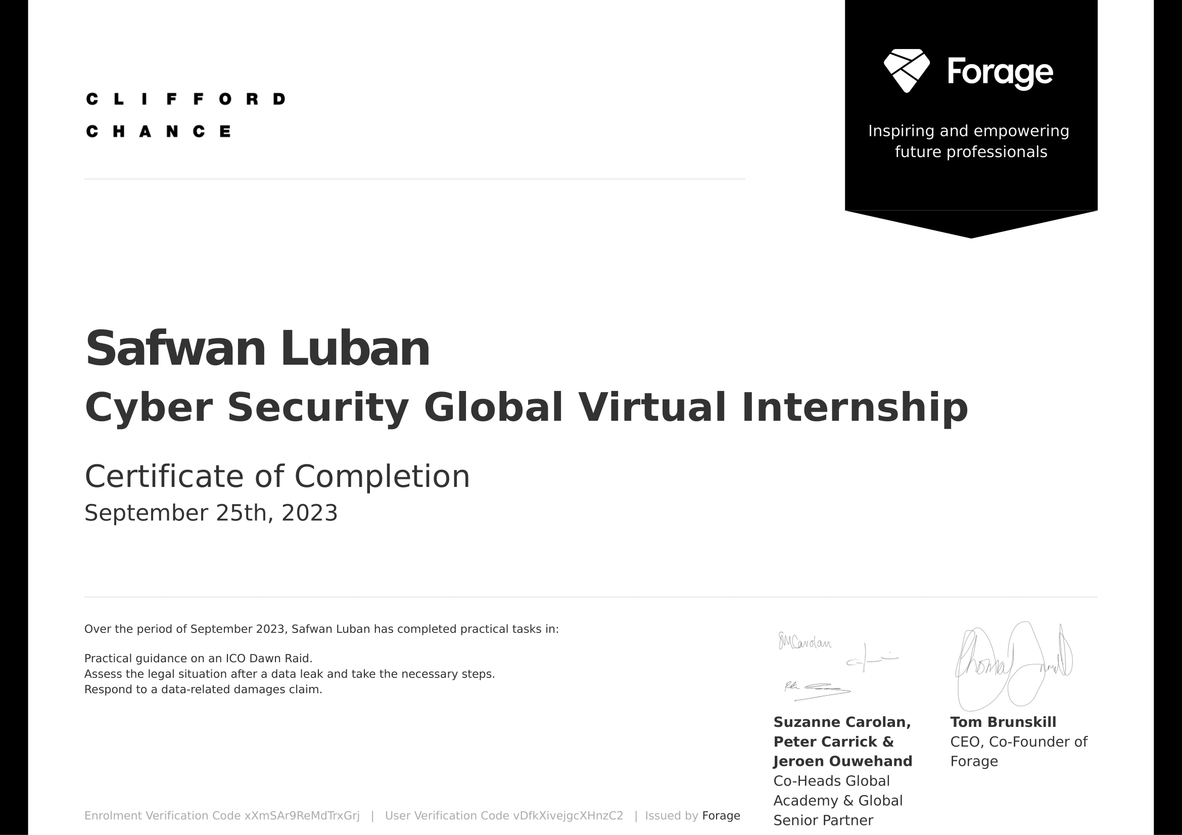 Clifford Chance Cyber Security Global Virtual Internship