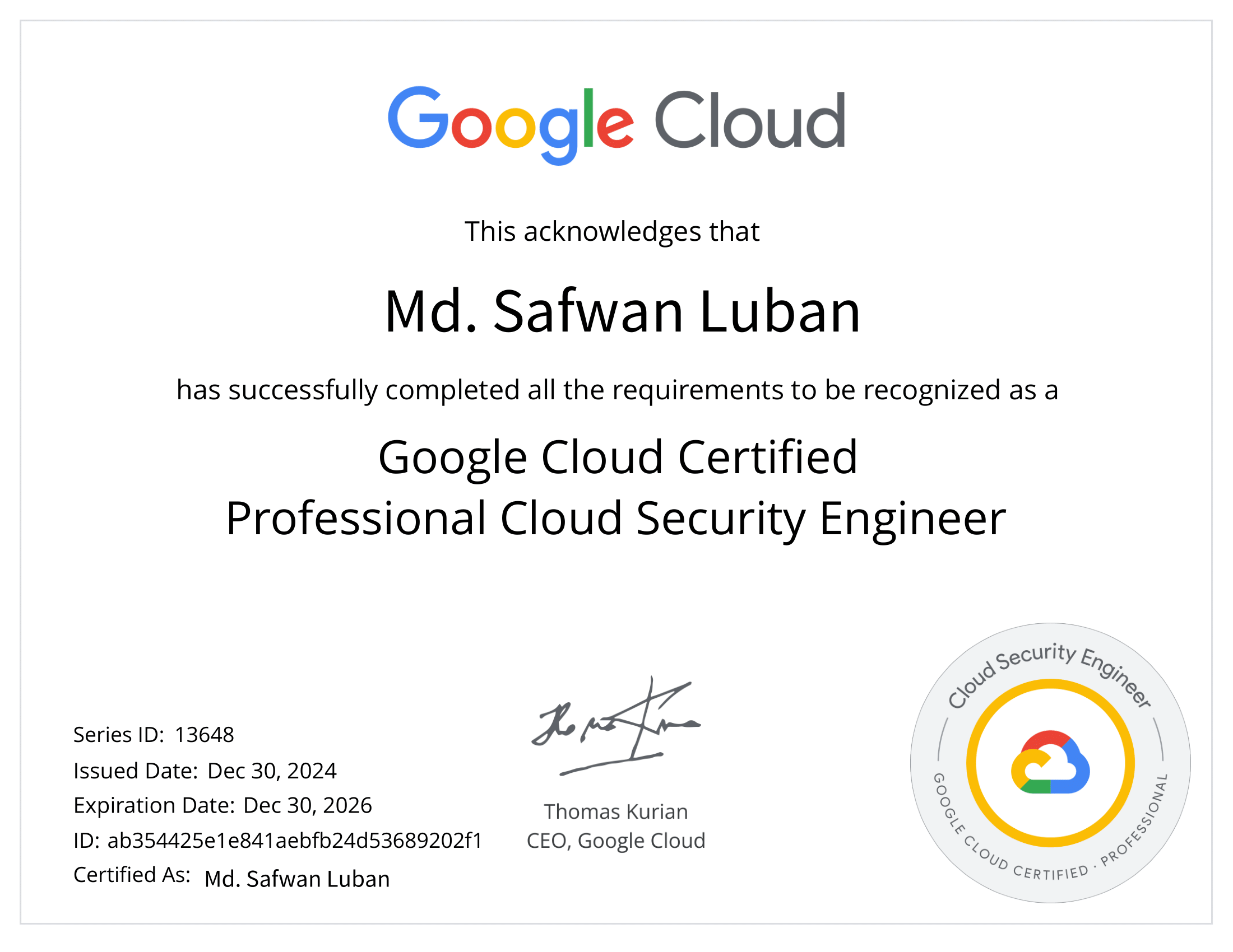 Google Professional Cloud Security Engineer